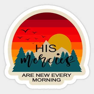 Christian Verse His Mercies Are New Everyday Retro Sunset Sticker